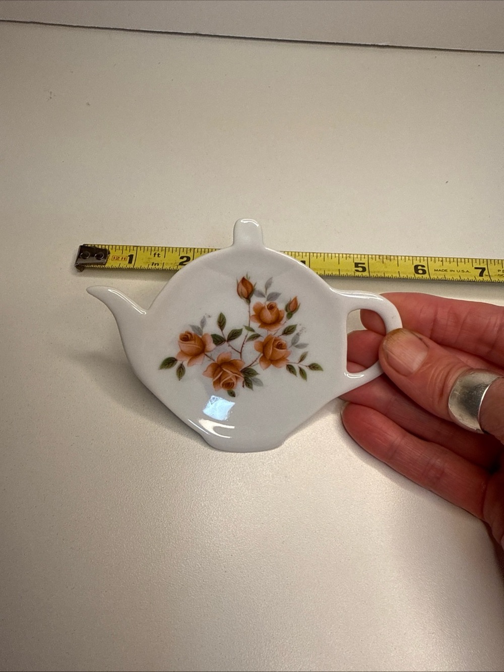 vintage Porcelain Teabag Holder with Orange Rose Design tea party time!
